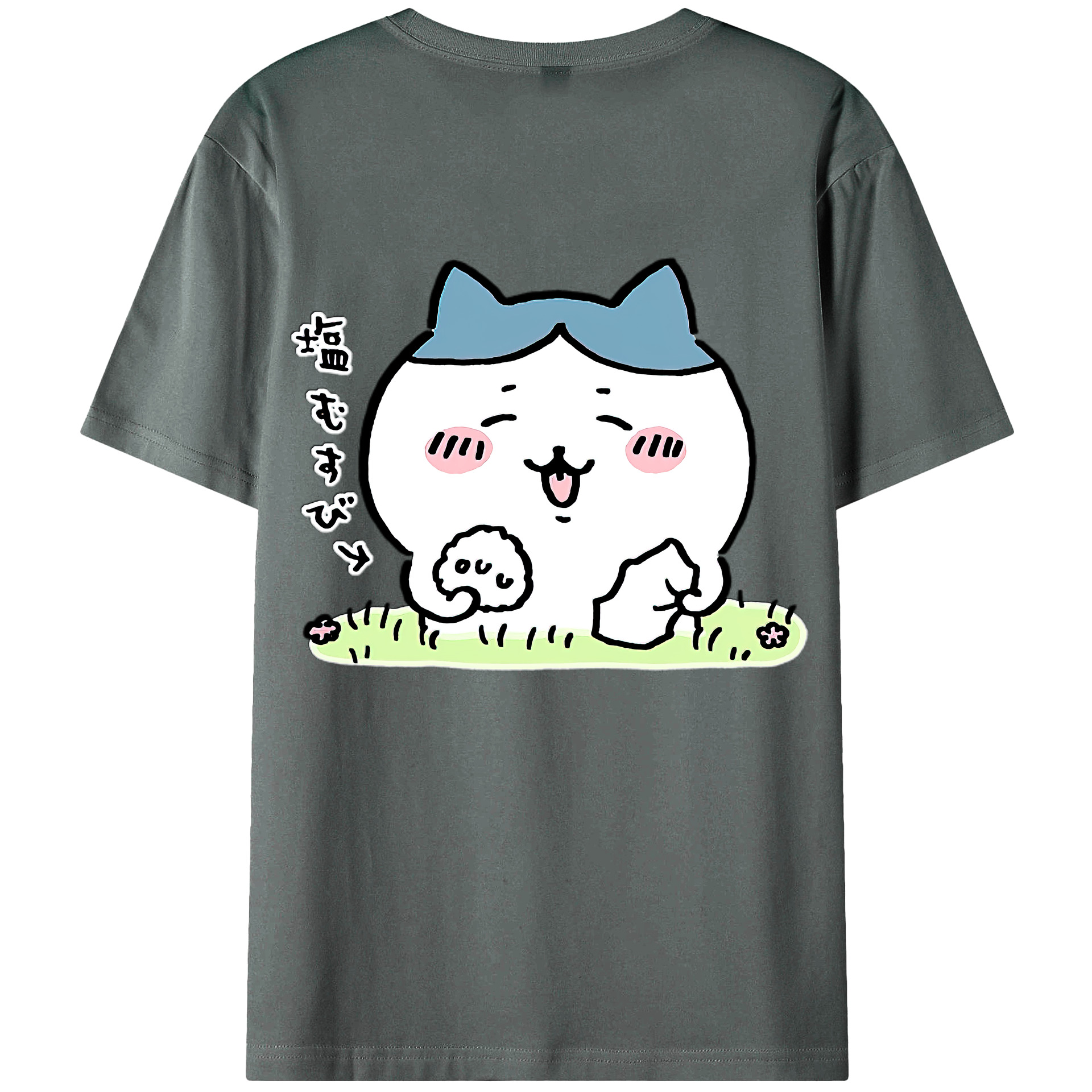 （画像用） ちいかわ ハチワレ Chii-kawa hachiware 綿100％ メンズ半袖Tシャツ（バックプリント） 通気性